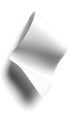 A pristine sheet of white material curves upward, casting a gentle shadow, against a stark white backdrop, suggesting purity and transformation.