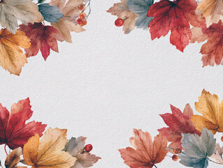 Autumn leaves watercolor frame background
