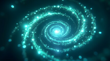 Futuristic glowing spiral galaxy abstract cosmic art