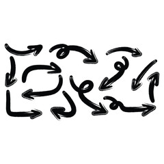 Hand Drawn Brush Stroke Arrow Pack – Sketchy Doodle Arrows Set for Design Elements, Infographics, Presentations, Highlights, and Creative Graphic Decoration