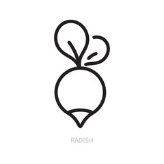 Radish line icon. Vegetable symbol. Food concept. Isolated on a white background. Flat design. Editable stroke. Vector illustration.