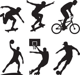 Fototapeta premium Dynamic athletes perform action sports in silhouette