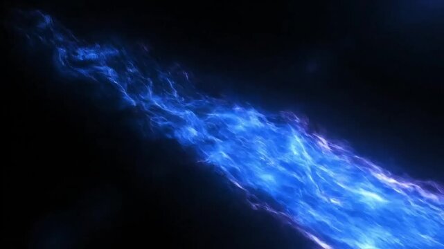 Vibrant blue energy flow against a dark cosmic background, suggesting power and mystery.