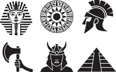 Ancient icons historical warrior symbols and artifacts