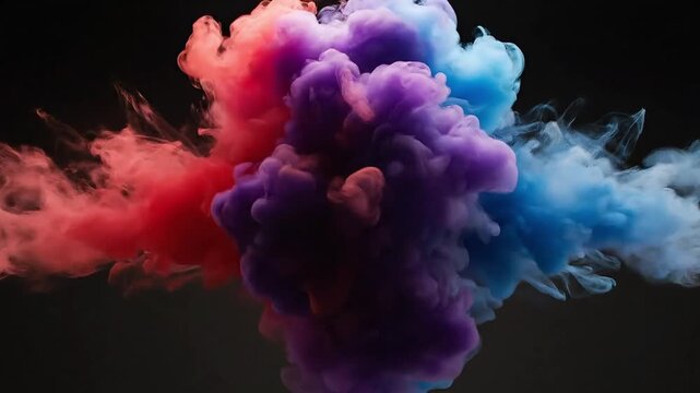 Vibrant explosion of colorful smoke against a dark background, creating a dynamic and abstract visual.