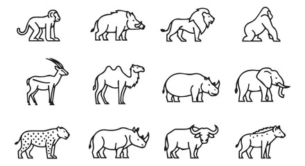 Set of wild animal illustrations isolated on transparent background