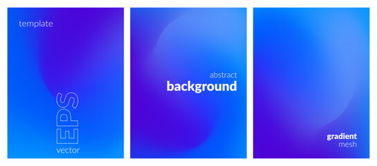 Abstract liquid background set. Gradient mesh. Effect bright color blend. Blurred fluid colorful mix. Modern design template for web covers, ad banners, posters, brochures, flyers. Vector image EPS