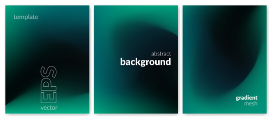 Abstract liquid background. Gradient mesh. Effect blend green black color. Blurred fluid colorful mix. Modern design template for web cover, header, ad banner, poster, brochure, flyer. Vector image