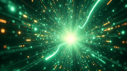 Futuristic glowing energy core explosion in space