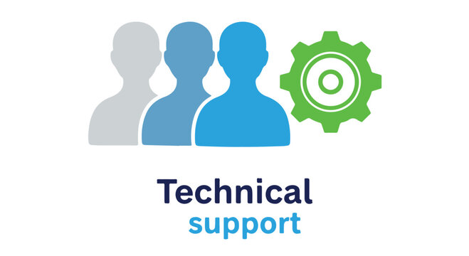 Technical support team with a gear icon, isolated on transparent background