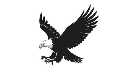 Illustrative american bald eagle in flight, showcasing majestic wings and sharp talons, set