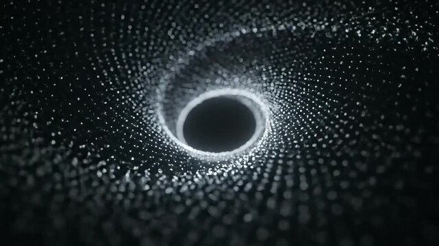 Abstract swirling vortex of light particles, representing a cosmic phenomenon or data stream.