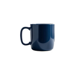 Ceramic coffee mug with handle in a deep blue hue