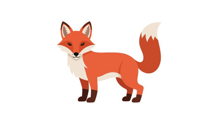 Stylized red fox illustration with fluffy tail isolated against a plain white backdrop