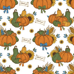Colorful Autumn Harvest Arrangement with Pumpkins Gourds Sunflowers.