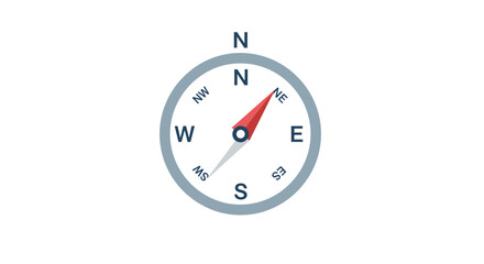 Directional compass illustrating navigation and geographical orientation on white plain background