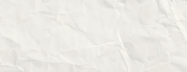 Fototapeta premium Crumpled paper background with a white color. The background has a textured, wrinkled style. White color adds a soft, neutral feel. Paper texture background vector. White background.