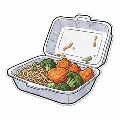 Vector takeout container, isolated on white background.