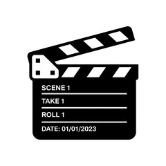 Obraz premium Black and white clapperboard for film production.