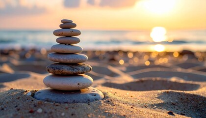 Fototapeta premium zen stones on the beach