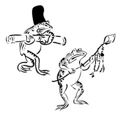 鳥獣人物戯画　カエル日本の歴史的漫画