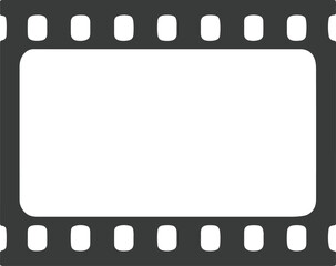 Gray film strip with perforations on a white background movie cinema