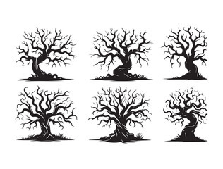 Simple Minimalist Dead Tree Outline for Artistic Nature Vector Projects
