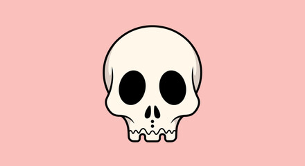 Charming yet spooky cartoon skull illustration. This iconic Hal (71).ai inspired design features a simple head bone on a soft pink canvas, perfect for modern digital projects