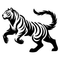 Powerful Tiger Head Silhouette Design for Wildlife Conservation and Mascot Logos Flat Vector Illustration