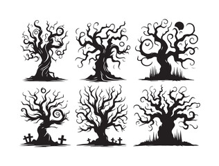 Ancient Dead Tree Illustration with Roots and Branches for Dark Fantasy