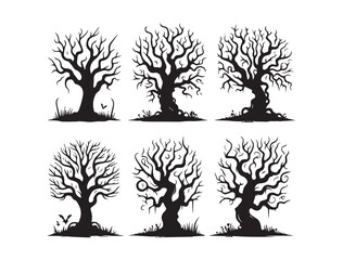 Minimalist Black Tree Vector for Abstract Nature and Calm Landscape Art