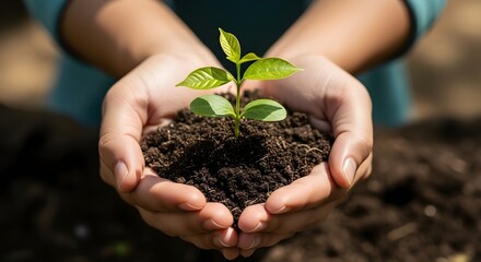 Seedling Sprout in Hands Symbolizing Growth Environmental Stewardship Earth Awareness