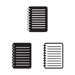 Lined Notebook Sheet Study Icons Set
