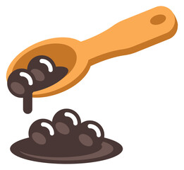 A boba scoop icon vector showing tapioca pearls served for bubble tea preparation.