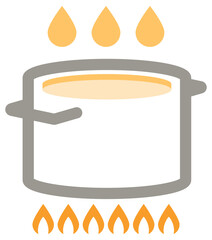 A boiling pot icon vector representing the cooking process for tea or boba pearls.