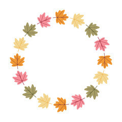 Colorful Autumn leaves circle frame for Social Media, Stationery, Invitation and Greeting Cards