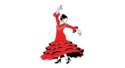 Passionate flamenco dancer in a vivid red ruffled dress capturing the spirit of tradition and