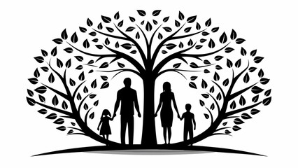 Cherished family bonding under a vibrant tree of life, symbolizing growth, togetherness, and lasting legacy with children and parents holding hands