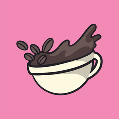 Colorful coffee cup retro element vector