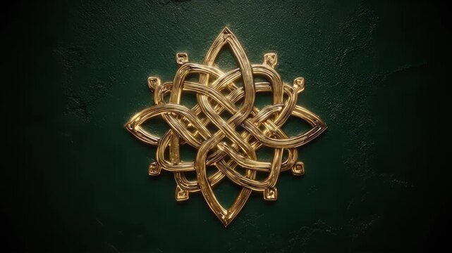 A hypnotic, seamless loop of a golden Celtic knot pattern elegantly animating. Ideal for projects related to Irish culture, tradition, and St. Patrick's Day.