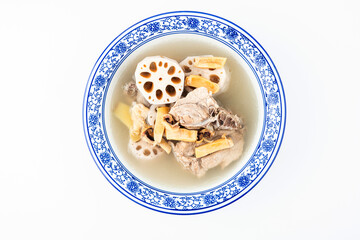 A bowl of lotus root and cuttlefish bone soup