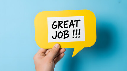 Great job celebration message for employee success and achievement recognition reward