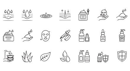 Fototapeta premium Collection of skincare and beauty product icons isolated on transparent background