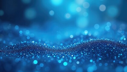 Blue glitter texture shines. Bokeh lights add magical effects. Stylish backdrop suits festive occasions. Radiant glamour enhances web design projects. Aesthetic illustration brings depth to holiday