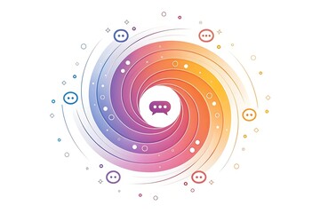 Vibrant swirling galaxy of emotions and connectivity with digital network elements