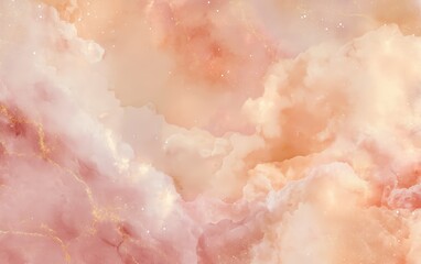 Fototapeta premium A pink and orange background with clouds and stars