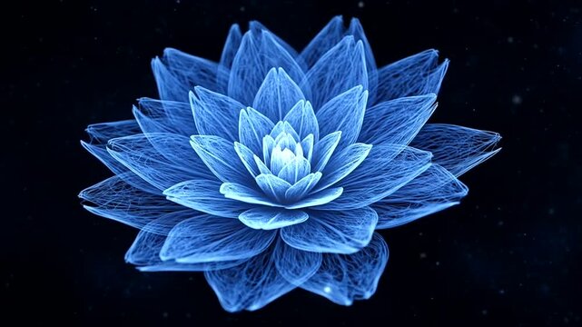 Beautiful blue lotus flower design against a dark starry background