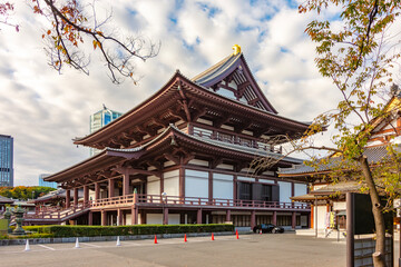 Main hall (Hondo) of Zojo-ji temple in Minato district of Tokyo, Japan