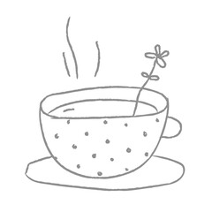 Cute polka dot coffee cup doodle style illustration