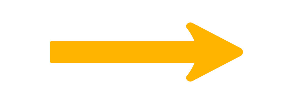 yellow arrow icon pointing right side direction direction, forward, next, navigation, and progress.